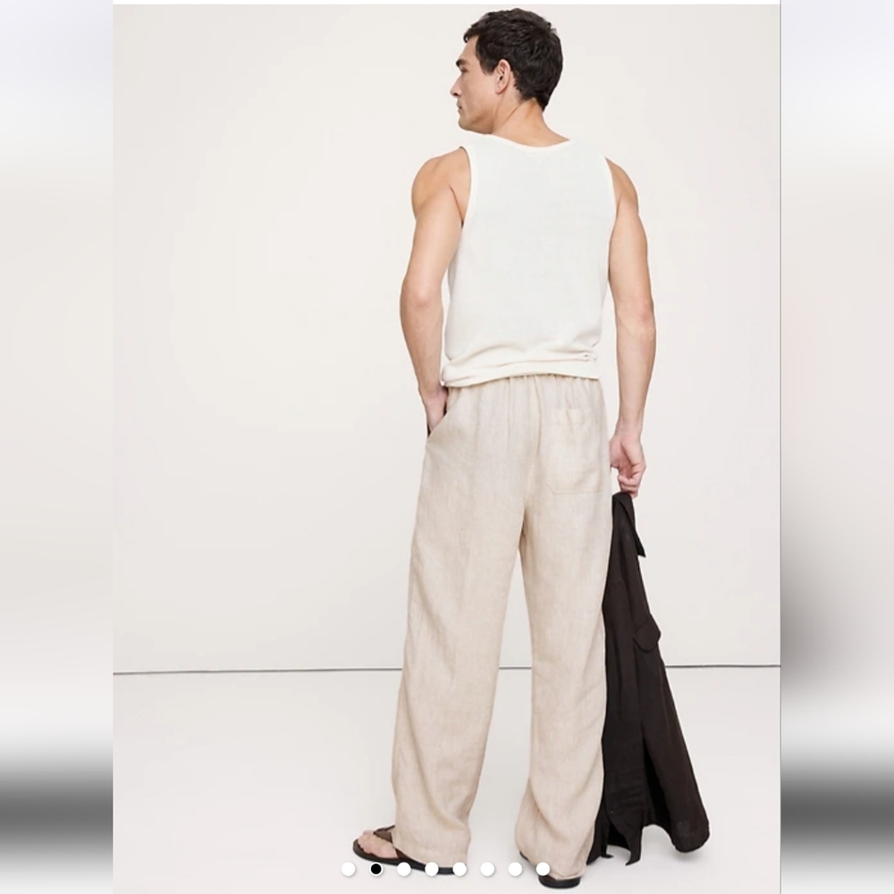 Banana Republic Men's Relaxed Linen Cotton Pull-On Beach Pant - Picture 9 of 9